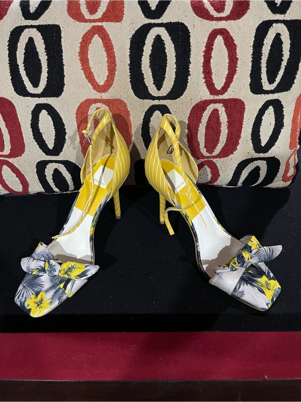 Dolce Vita Yellow Floral Open-Toe Stiletto Sandals